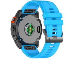 Siliconen bandje - geschikt voor Garmin Fenix 5 (PLUS) / 6 (Pro) / 7 (Pro) / 8 (47 mm) / E (47 mm) / Epix (Pro) (2) 47 mm / Approach S60/S62/S70 47 mm / MARQ / Instinct 1/2/3 (45mm) - lichtblauw