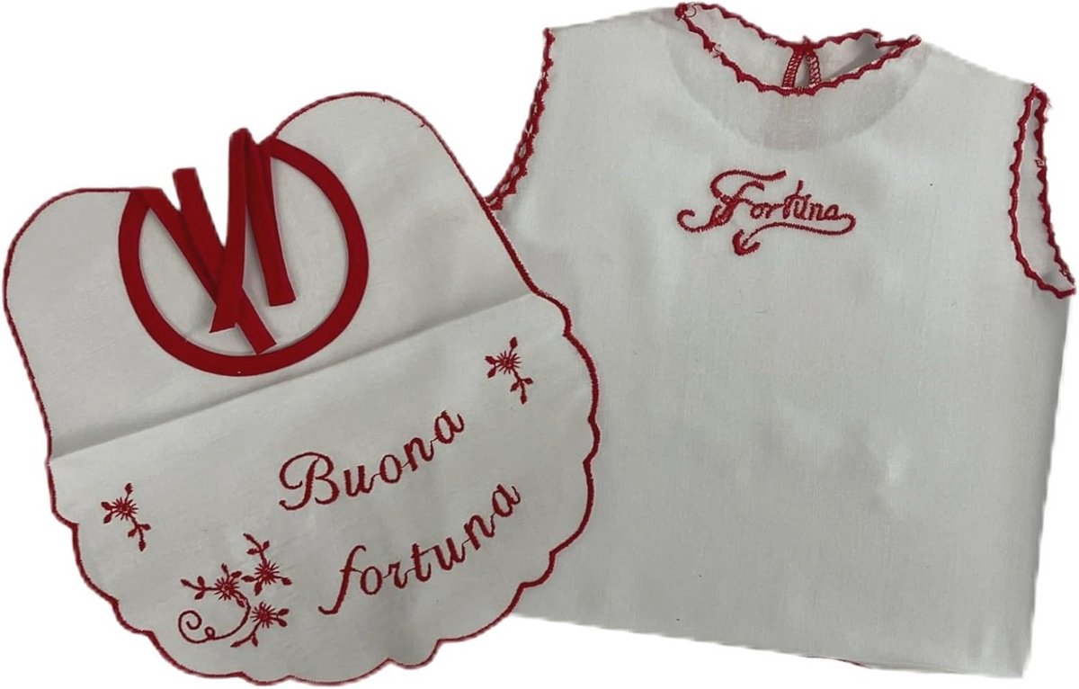 Set luxe babycadeauset met blouse en slabbetje van zijde - gemaakt in Italië
