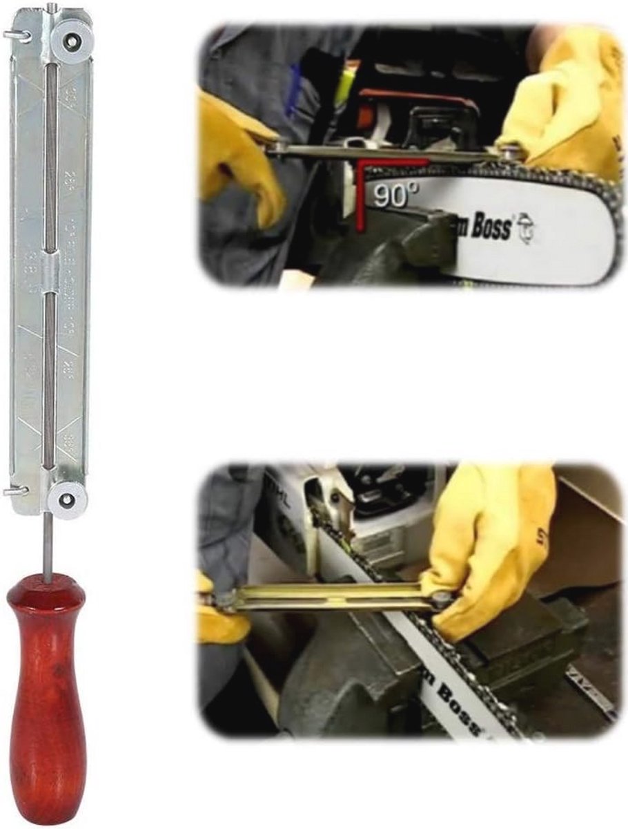 Kettingzaag slijpset met vijl en houten houder - 4,0 mm / 4,8 mm / 5,5 mm