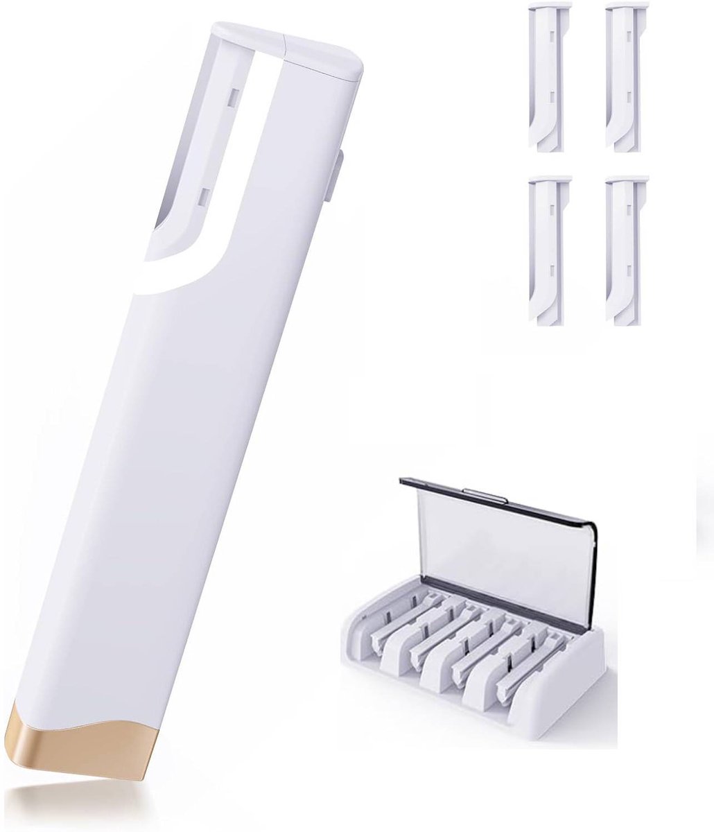 Herlaadbare smoothing skin meter scheerapparaat voor vrouwen, met dubbele functie voor exfoliatie en ontharing, 3 snelheden skin smoothing tool met led-verlichting en 5 verwisselbare huidmesjes, wit model