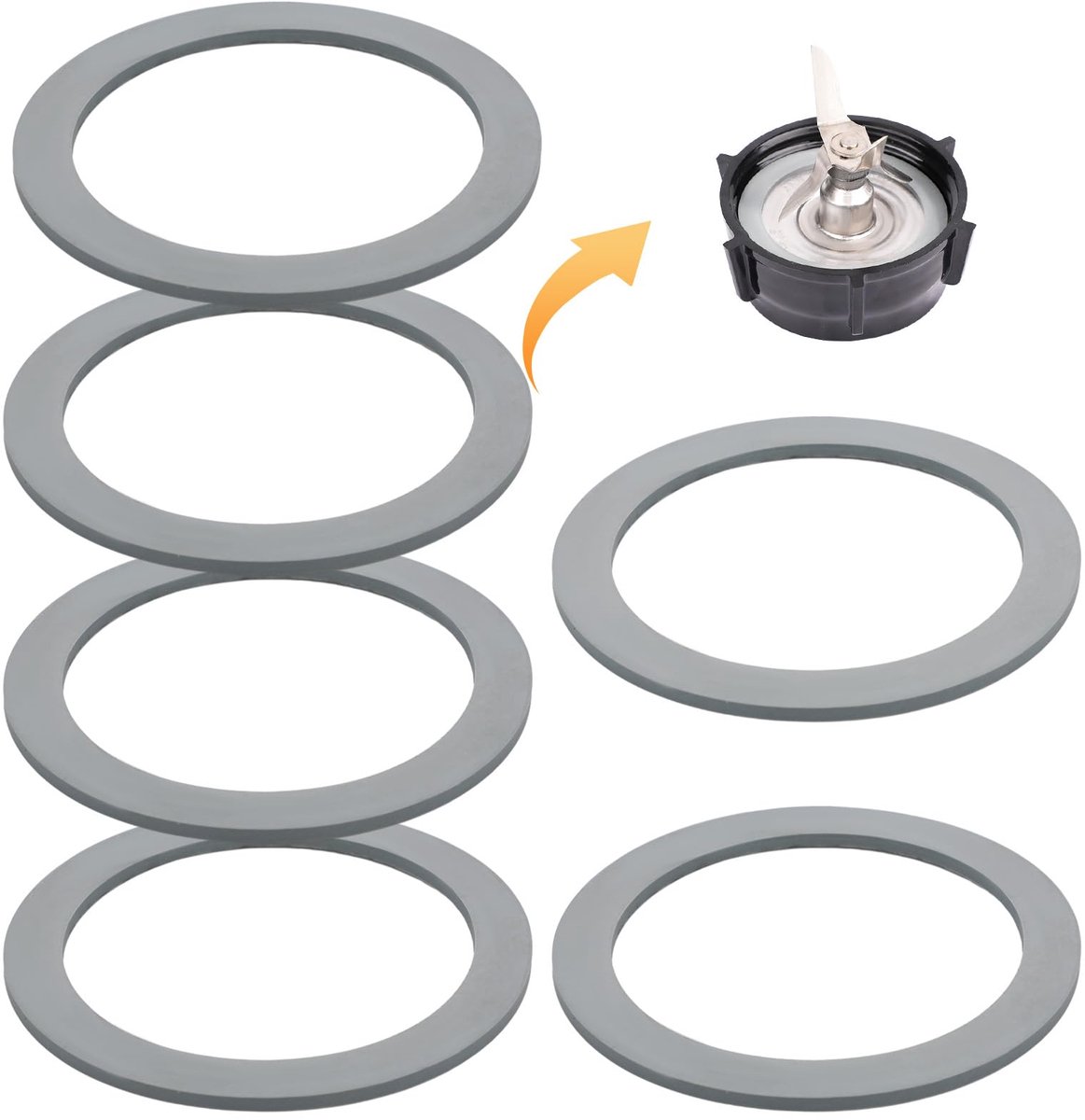 6-delige blenderpakking voor Oster, blenderrubberen ringvervanging, grijze O-ring, blenderpakkingvervanging, compatibel met Oster Osterizer