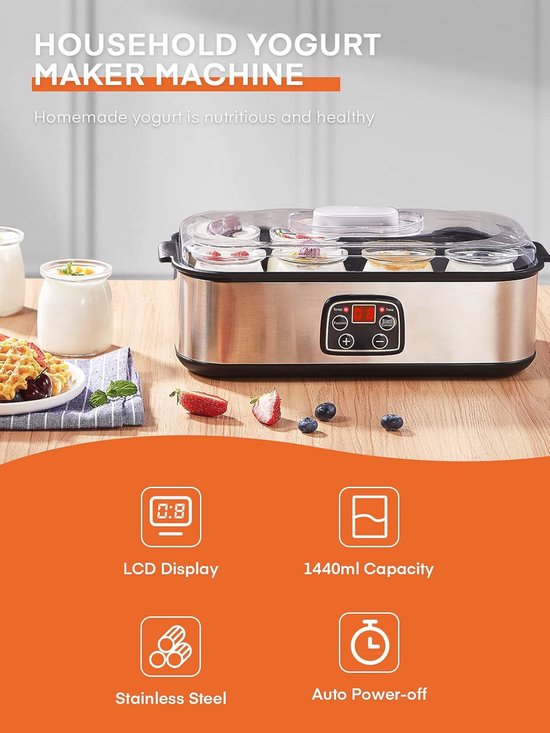 Yoghurt Maker met 8 Glazen - Perfect voor Zelfgemaakte Gezonde Yoghurt van Merkloos — afbeelding 3