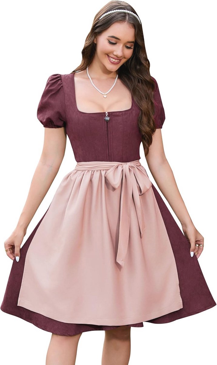 Traditionele midi dirndljurk voor dames van suède voor het Oktoberfest