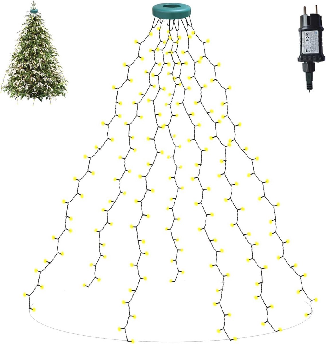 Kerstboomverlichting 2 m met 280 LED's - Warm Wit en 8 Modi voor Binnen en Buiten