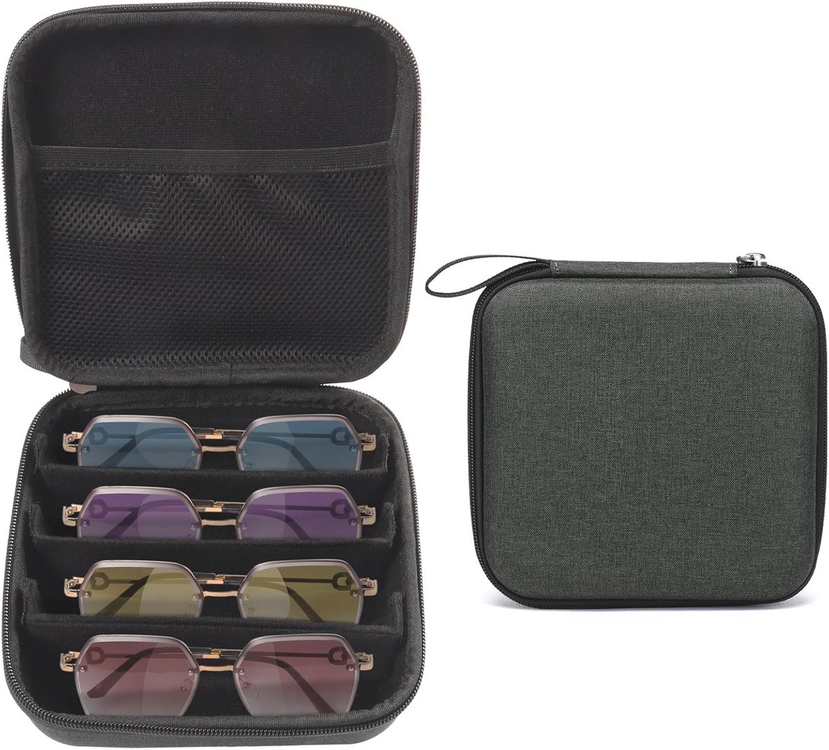 Verstelbare Hard-shell Zonnebril Organizer met Soft Lining en Ritssluiting