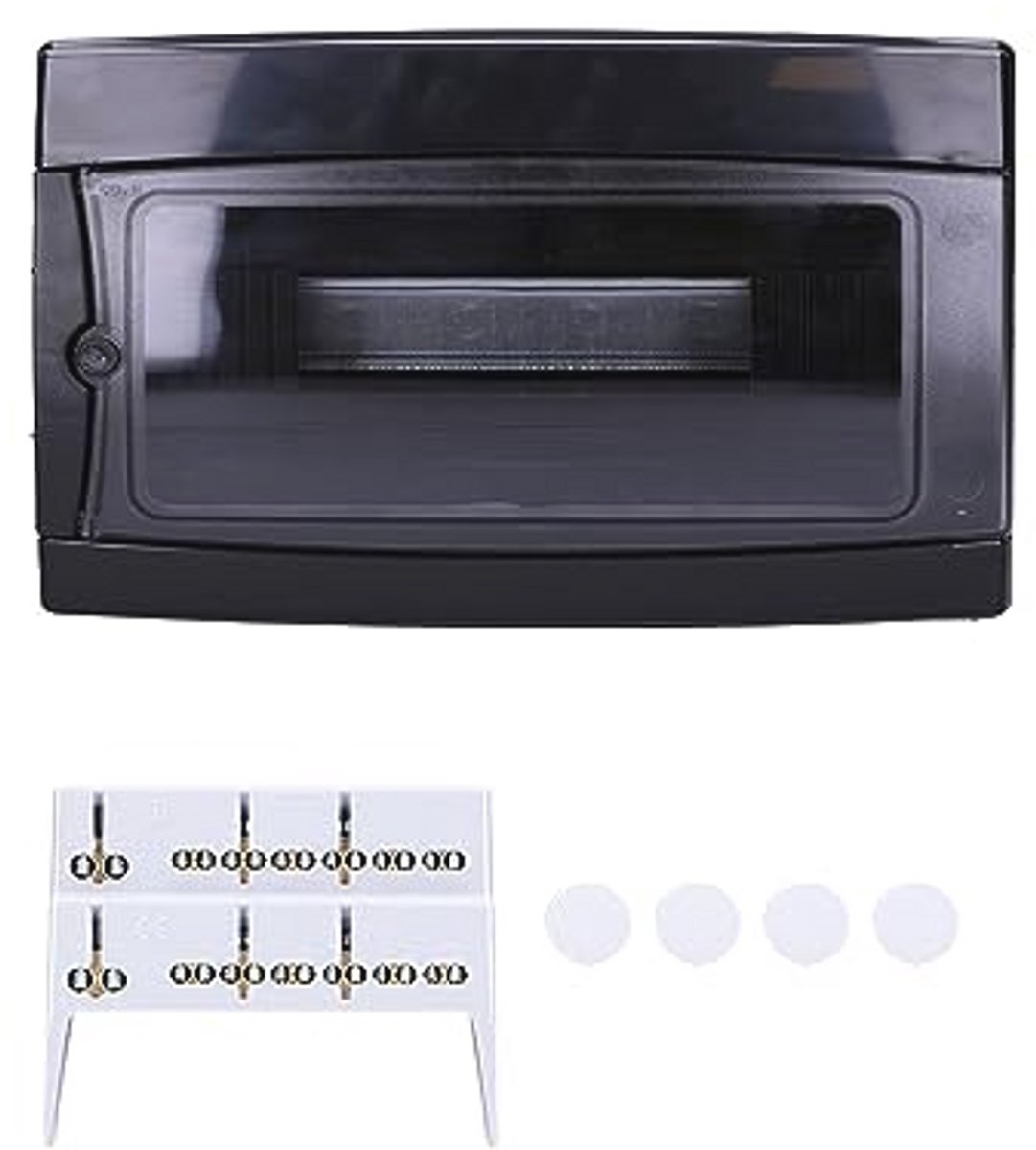 IP65 Distributiebox voor Vochtige Ruimtes - 1 Rij - 12 Modules - Fasekast met Kleine Verdeler en Duidelijke Deur
