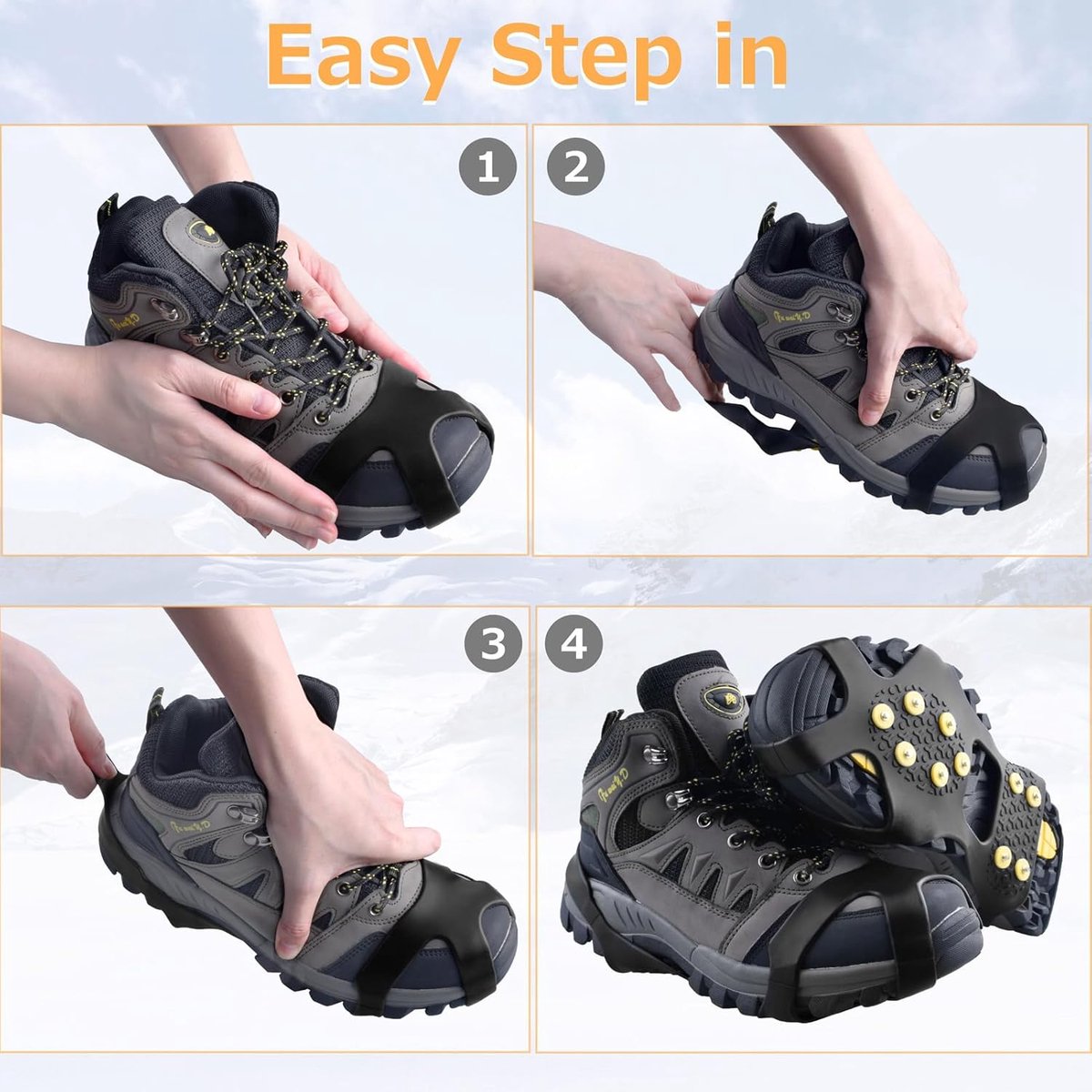 Candala Klimijzer voor bergschoenen schoenklauwen met 10 tanden anti-slip schoenspikes sneeuwketting voor klimmen bergbeklimmen winter outdoor Zwart