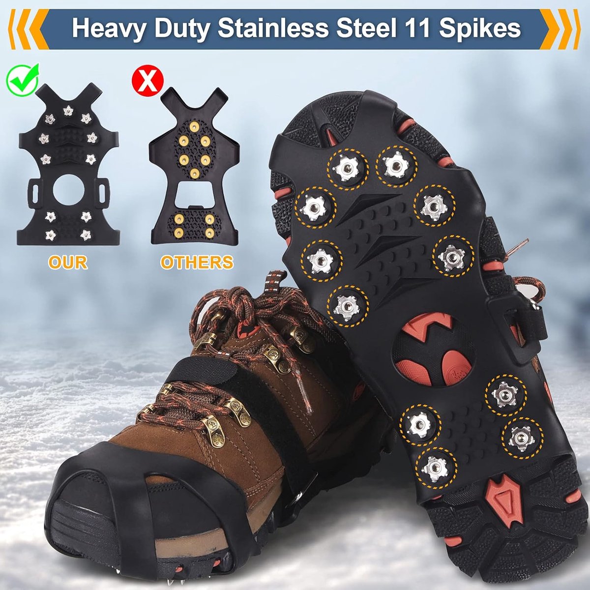 Candala IJs Sneeuw Grips Anti-Slip Schoenen Ijs Gripper 1 Paar Sneeuw Walk Tractie Schoenplaten Winter Walker Tractie Apparaat voor Wandelen op Ijs Sneeuw Fit Sneeuw & IJs Spikes Sneeuw Tractie