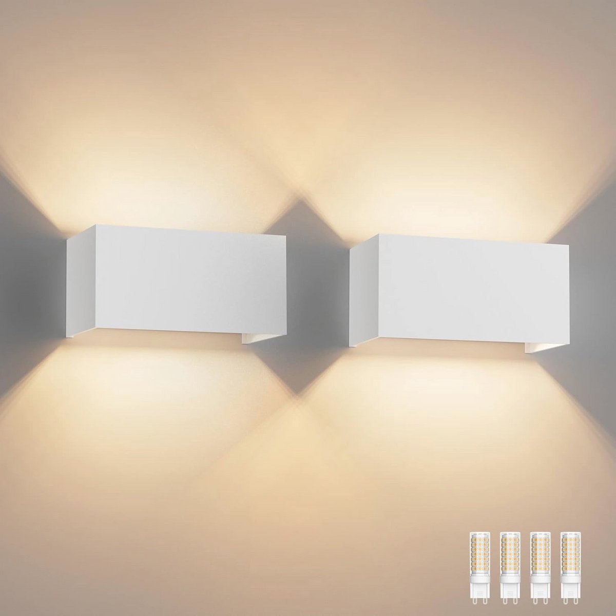 Verstelbare LED Wandlamp voor Binnen en Buiten - 18 W, IP54 Waterdicht, Warmwit Licht - Set van 2