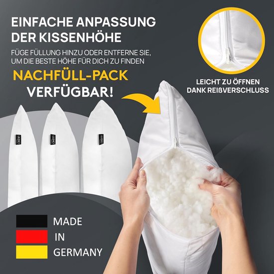 LILENO HOME Microvezel kussen, 50 x 70 cm, set van 2, wasbaar tot 95 graden, met ritssluiting, hoofdkussen 50 x 70 cm, als kussenvulling voor bed of als decoratief kussen - sofa-kussen