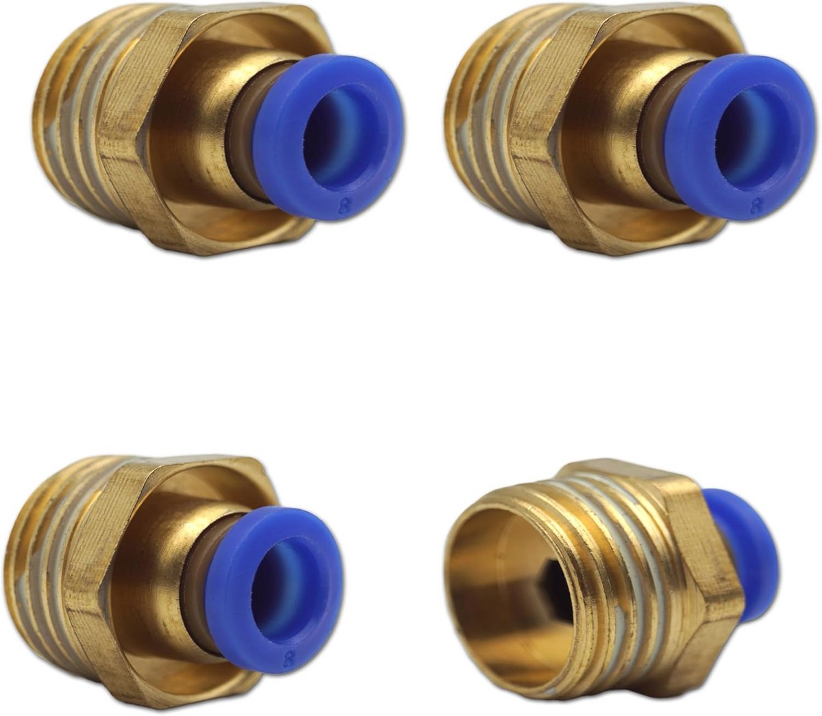 Persluchtkoppeling 1/2" naar 8 mm - Set van 4 Stuks