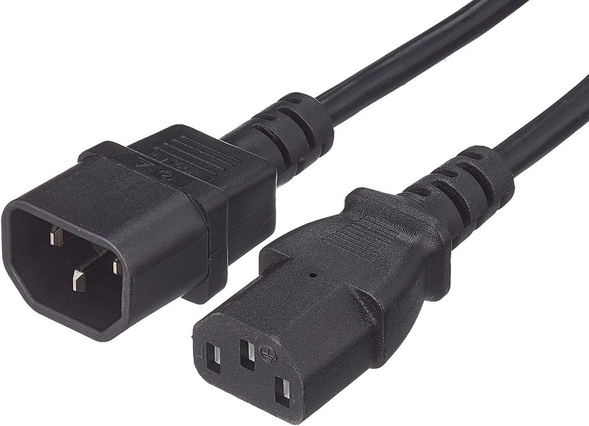 Verlengkabel PC 230V 0,5m IEC 320 C13 naar C14 - Zwart