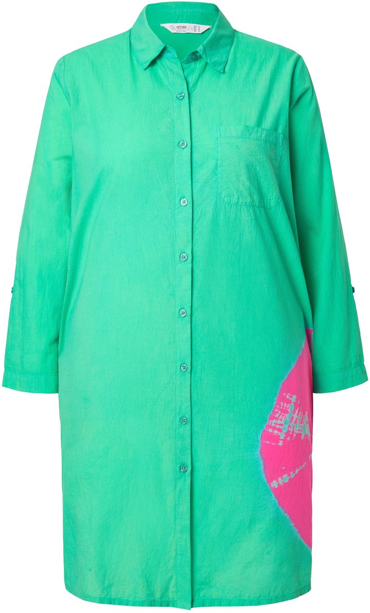 Angel of Style - Dames - Overhemdjurk A-lijn cirkelprint - Smaragd - Maat 60