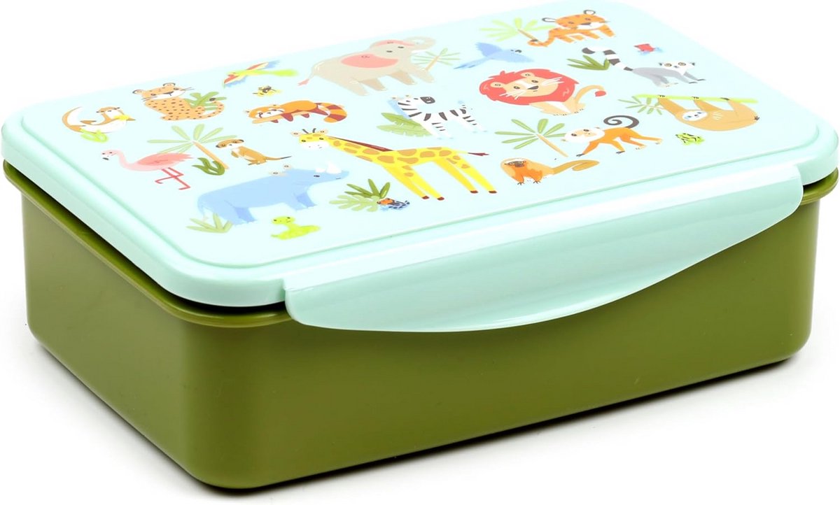 Lunchbox met clipsluiting en dierenpatroon