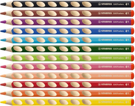 STABILO EASYcolors - Ergonomisch Kleurpotlood - Rechtshandig - Extra dikke 4.2 mm Kern - Set Met 12 Kleuren