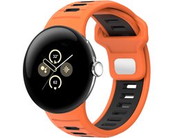 Strap-it Sport bandje siliconen geschikt voor Google Pixel Watch 5 (45 mm) / 4 (45 mm) / 3 (45 mm) - Oranje/Zwart