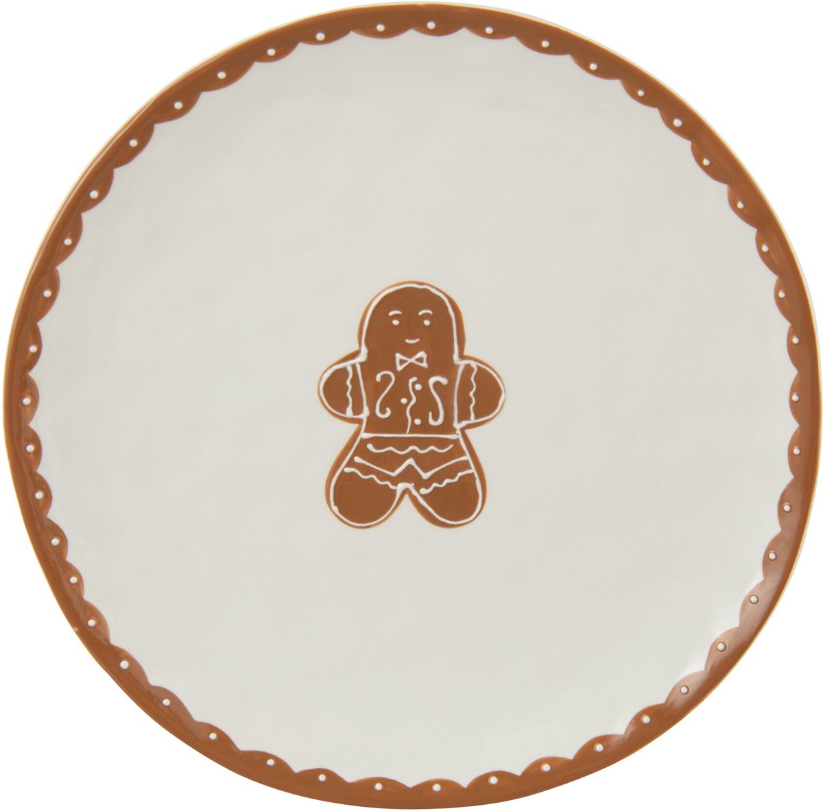 J-Line bord Cookie Rond Dolomiet - keramiek - bruin/wit