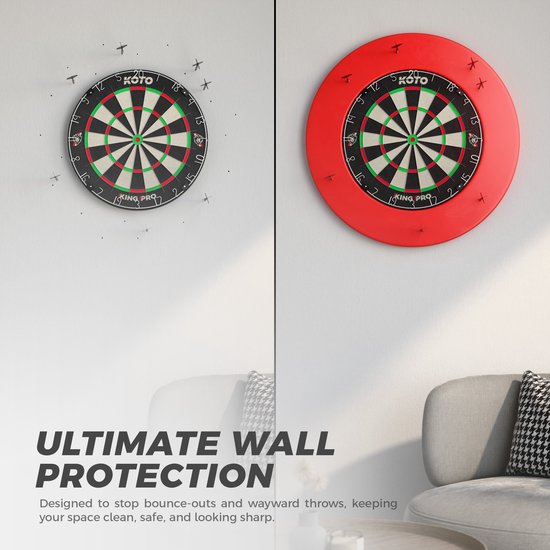 KOTO Dartbord Surround Rood, Hoogwaardige Dartomranding, Dart Surroundring, Bescherming Pijlen & Muren, Gemakkelijk te bevestigen van KOTO — afbeelding 4
