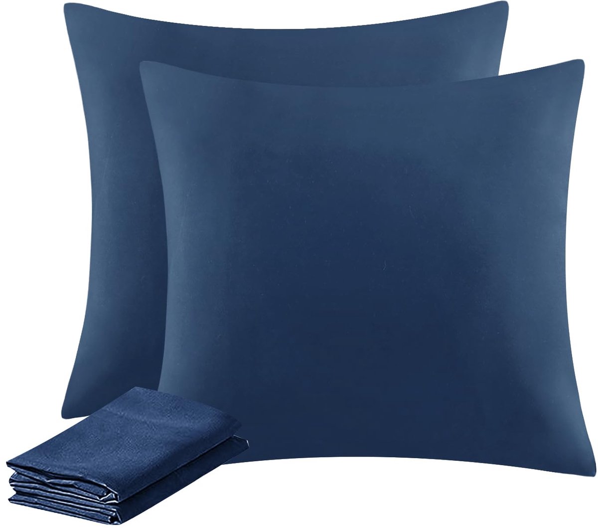 Unyqoos Set van 2 blauwe microvezel kussenslopen van 80x80 cm met ritssluiting