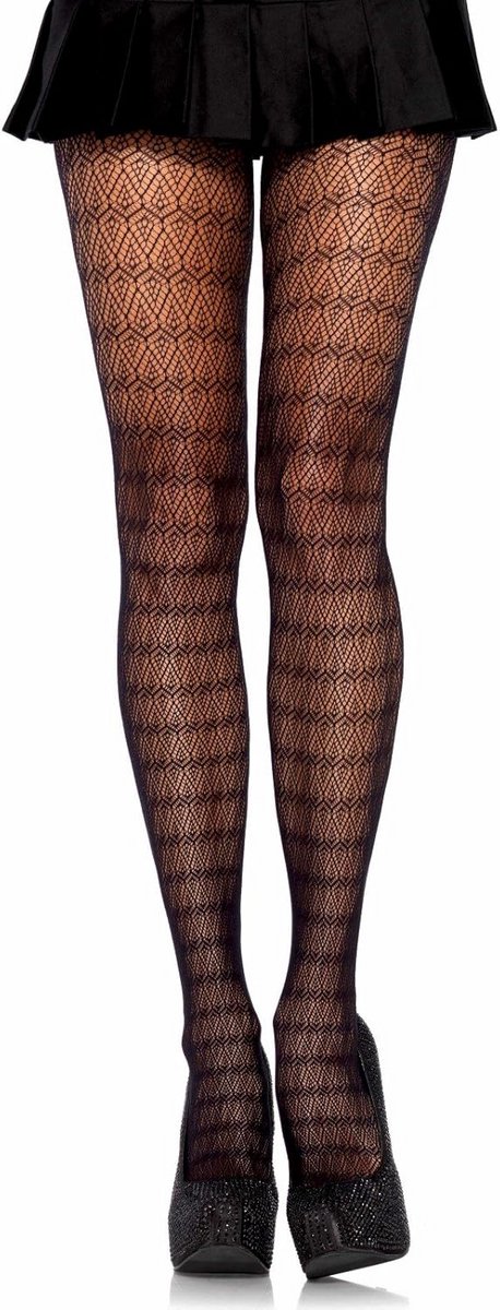 Vrouwen Pluim Kant Achternaad Panty Zwart Eén Maat