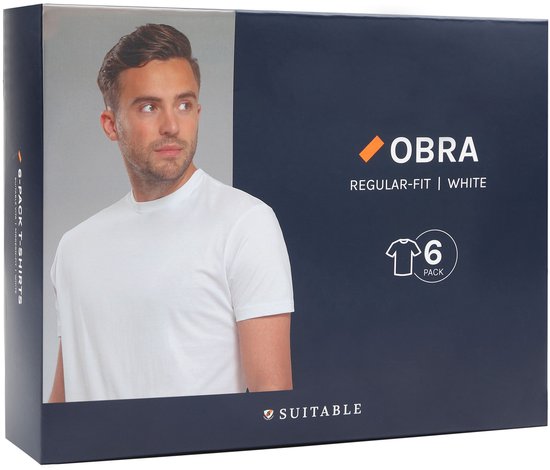 Adapté - T-Shirt Obra Col Rond Haut Wit 6-Pack - Homme - Taille XL - Coupe Regular