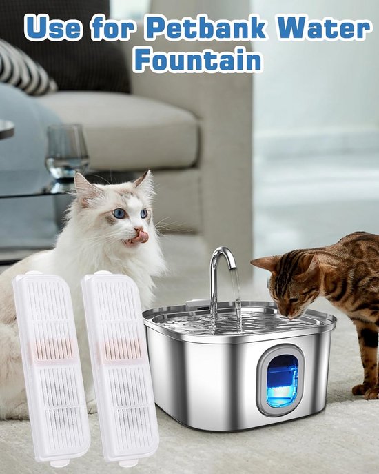 Ellenpent Filters en sponzen voor waterfonteinen voor katten, 6 verpakkingen vervangingsfilters voor kattenwaterfonteinen, 2,5 l, CH-IWD004 (6 6 stuks