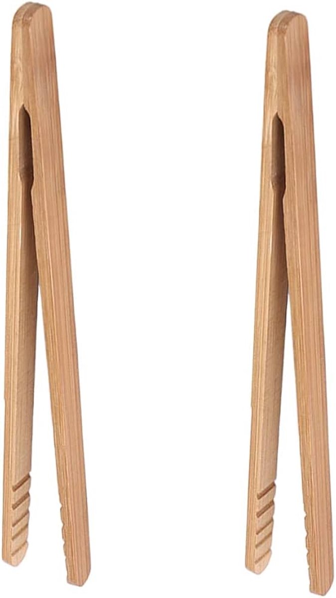 Bamboe toasttang - multifunctioneel en antislip - 1 stuk - rood - 7 inch