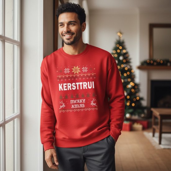 Kersttrui Sier Kersttrui | Foute Kersttrui heren dames | Christmas Sweater | Rood | maat L