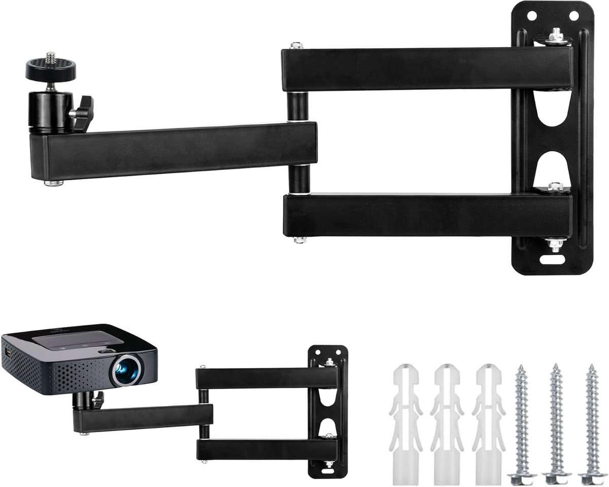 Ronte - Projector Houder Muur Metaal Multi-Hoek Verstelbaar 3-Arms Beugel - Geschikt voor Projector/Bewakingsbeugel - 1/4 inch Schroefinterface