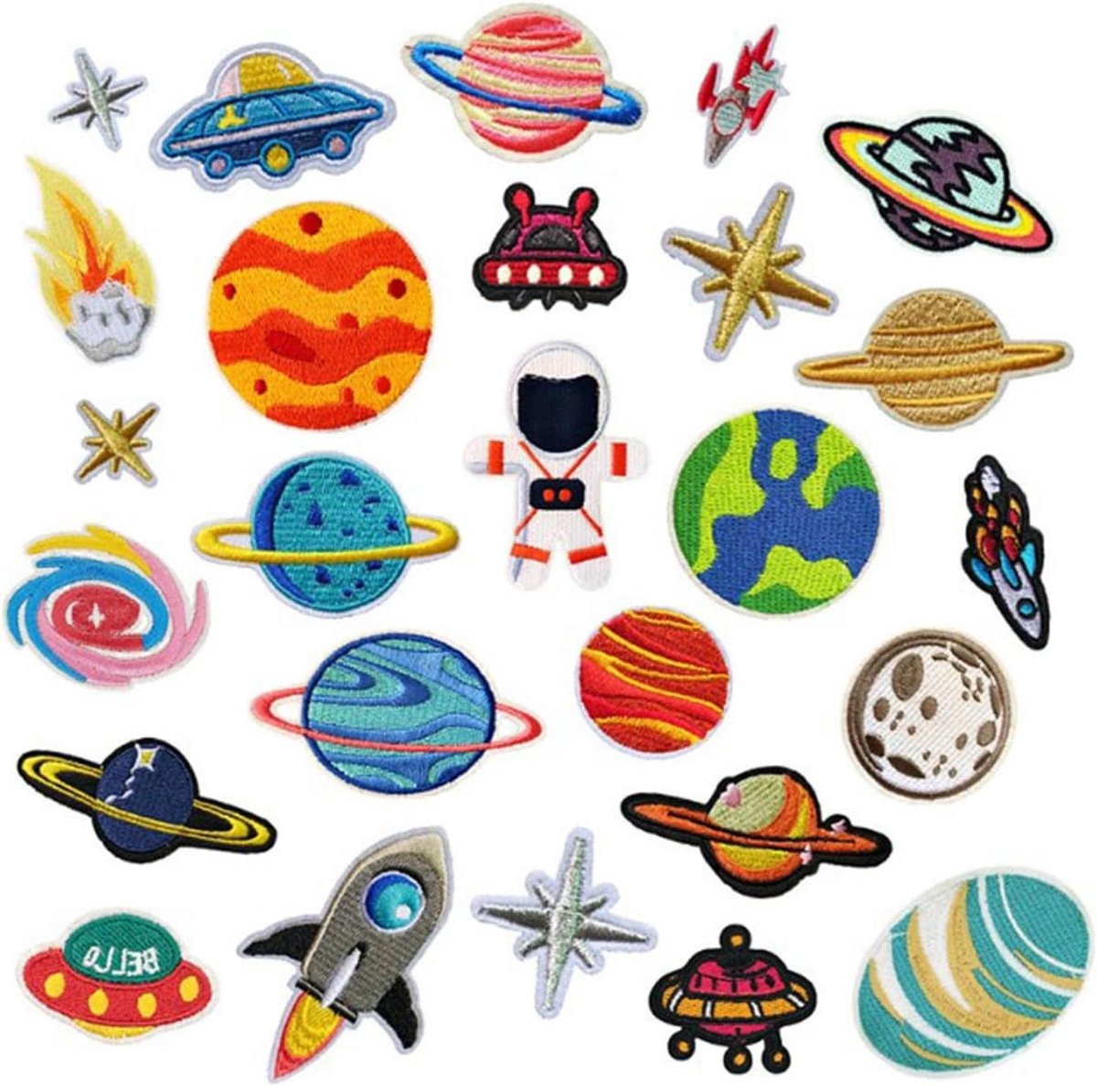 Ronte - Colorful Borduurpatches voor Kleding, Hoeden, Tassen en Rugzakken - Set van 26 Stuks - Voor Kinderen en Volwassenen - Naai-op Patches in Verschillende Ontwerpen