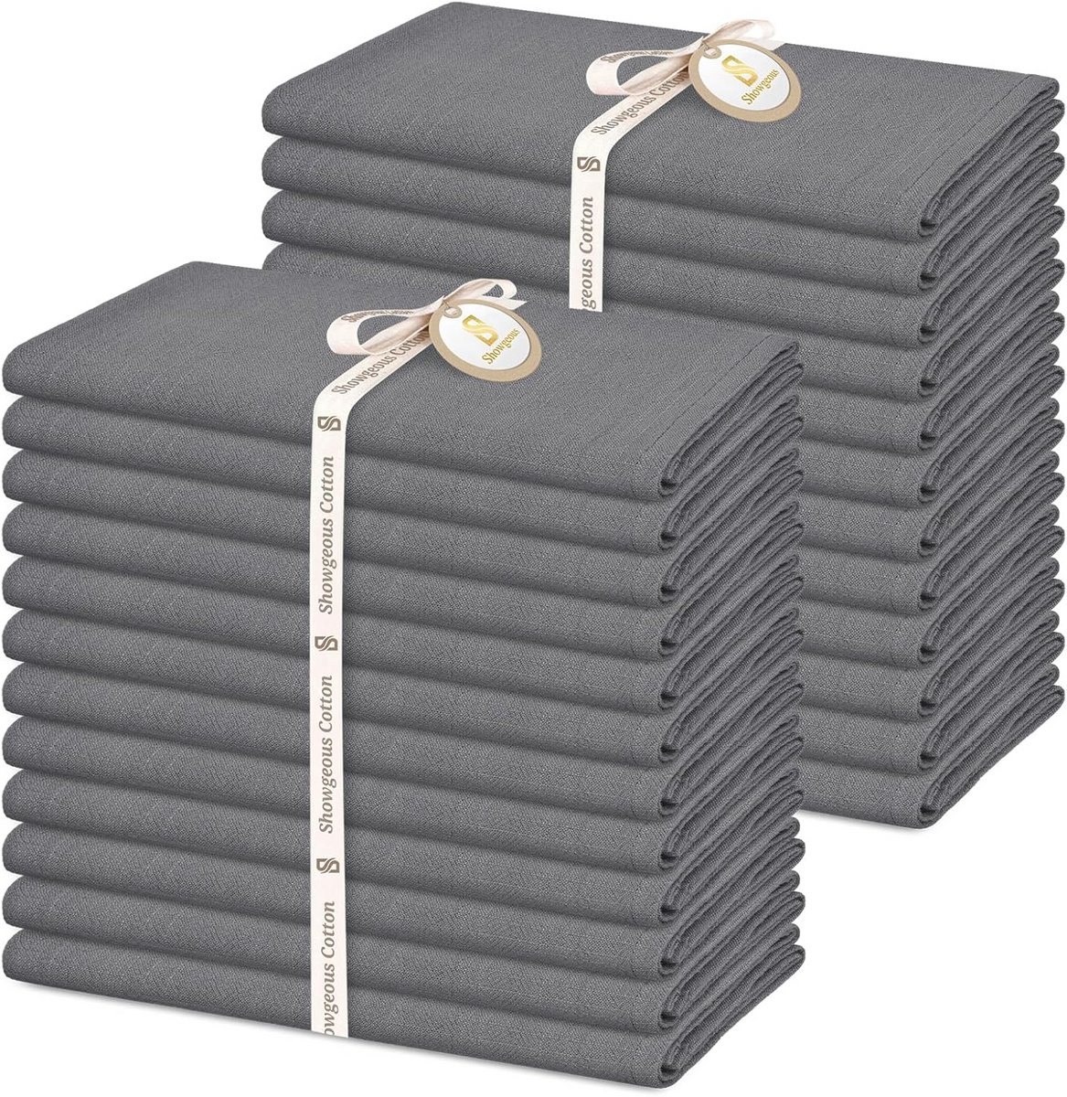 Wasmachine wasbare linnen katoenen servetten 40 x 40 cm - herbruikbare stoffen servetten grijs voor tafeldecoratie