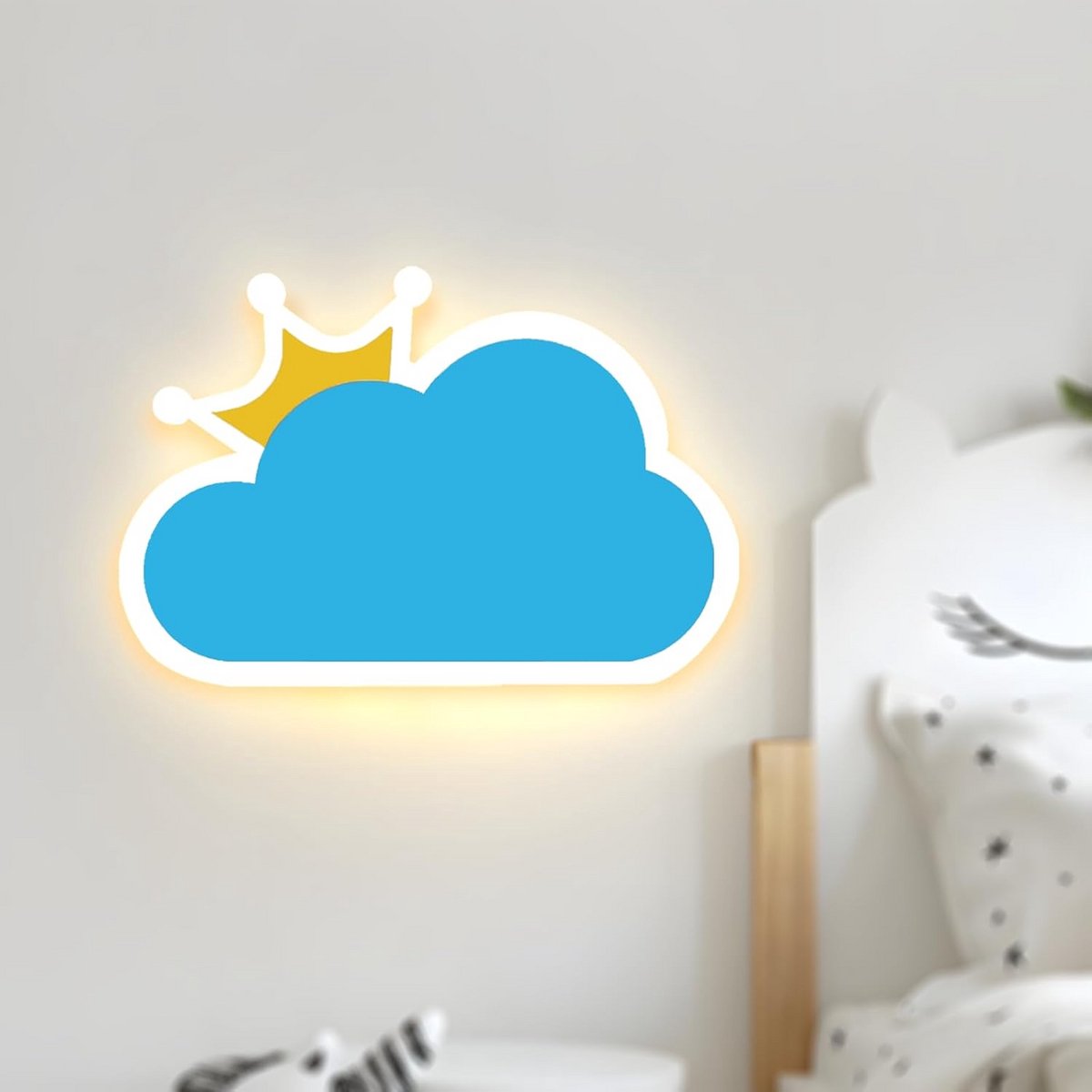 Moderne LED Wandlamp Kinderkamer met 3 Kleurtemperaturen - Dimbare Plafondlamp voor Jongen & Meisje Slaapkamer en Woonkamer (Blauw, 30cm)