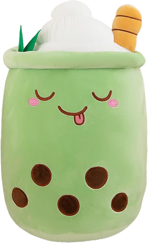 Bubble Tea Pluche Kussens, Schattig Boba Pluche Zacht Speelgoed Reusachtig Opgevuld Snimal Kussen voor Boba Liefhebbers (50cm, Green