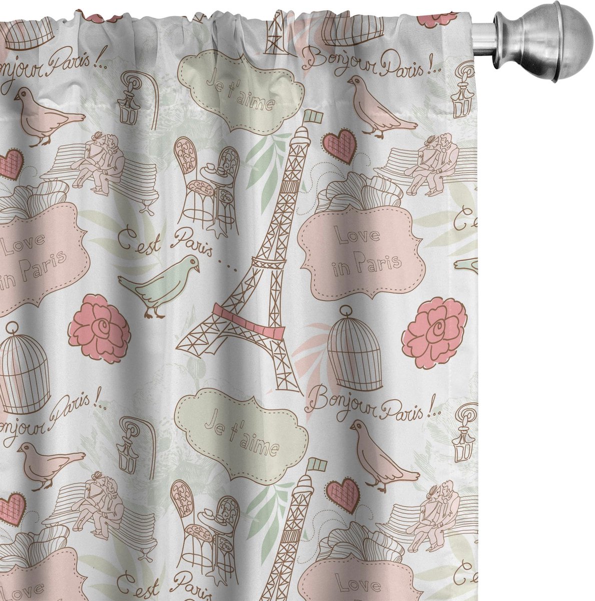 ABAKUHAUS Paris – 2x75x175 cm gordijnen – Microvezel, halfdonker, rozencreme Getrocknete Roze Creme