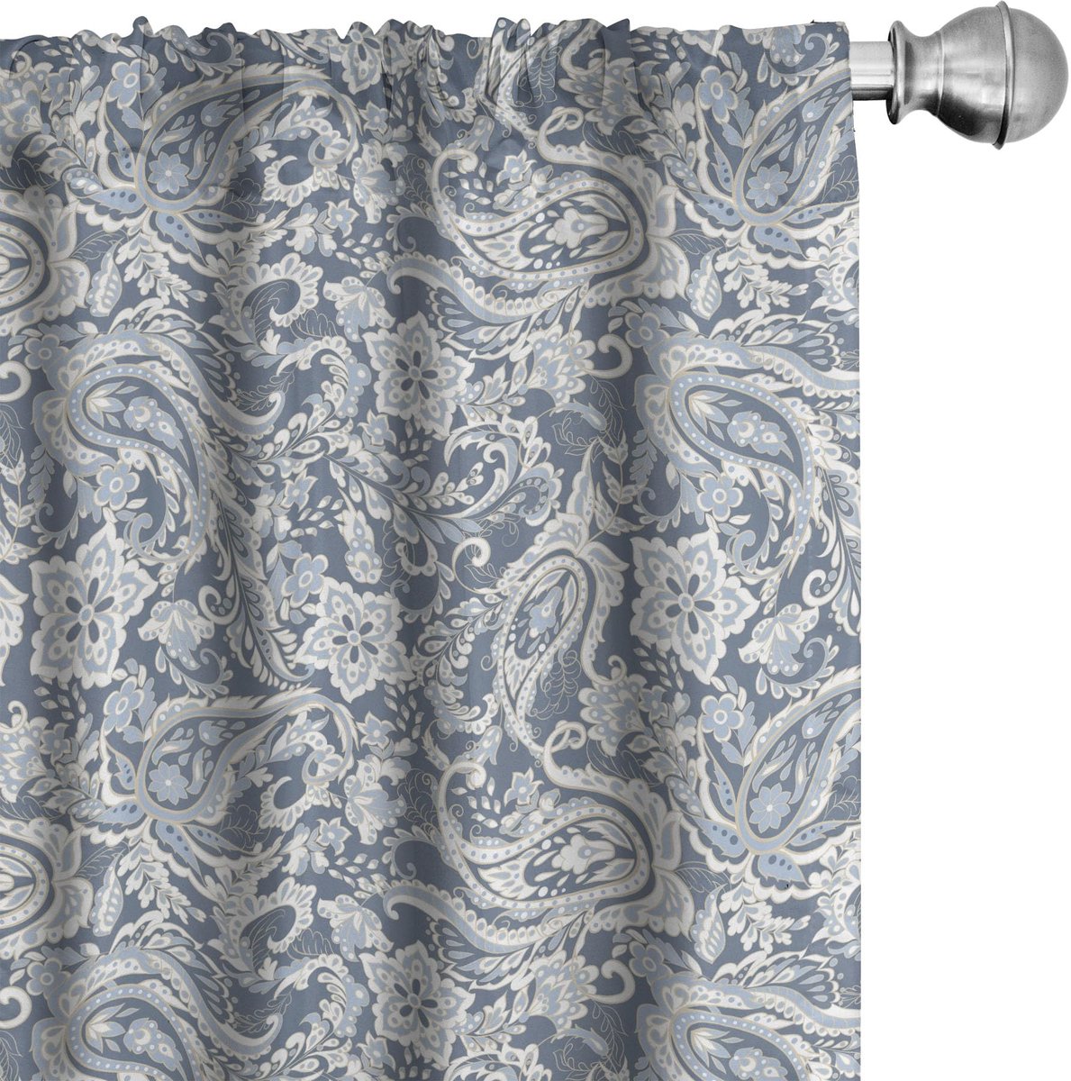ABAKUHAUS Paisley Voorhangen – Gordijnen – 2x75x175 cm – Mikrofaser, halfdonker Blauw Grijs Paarsblauw