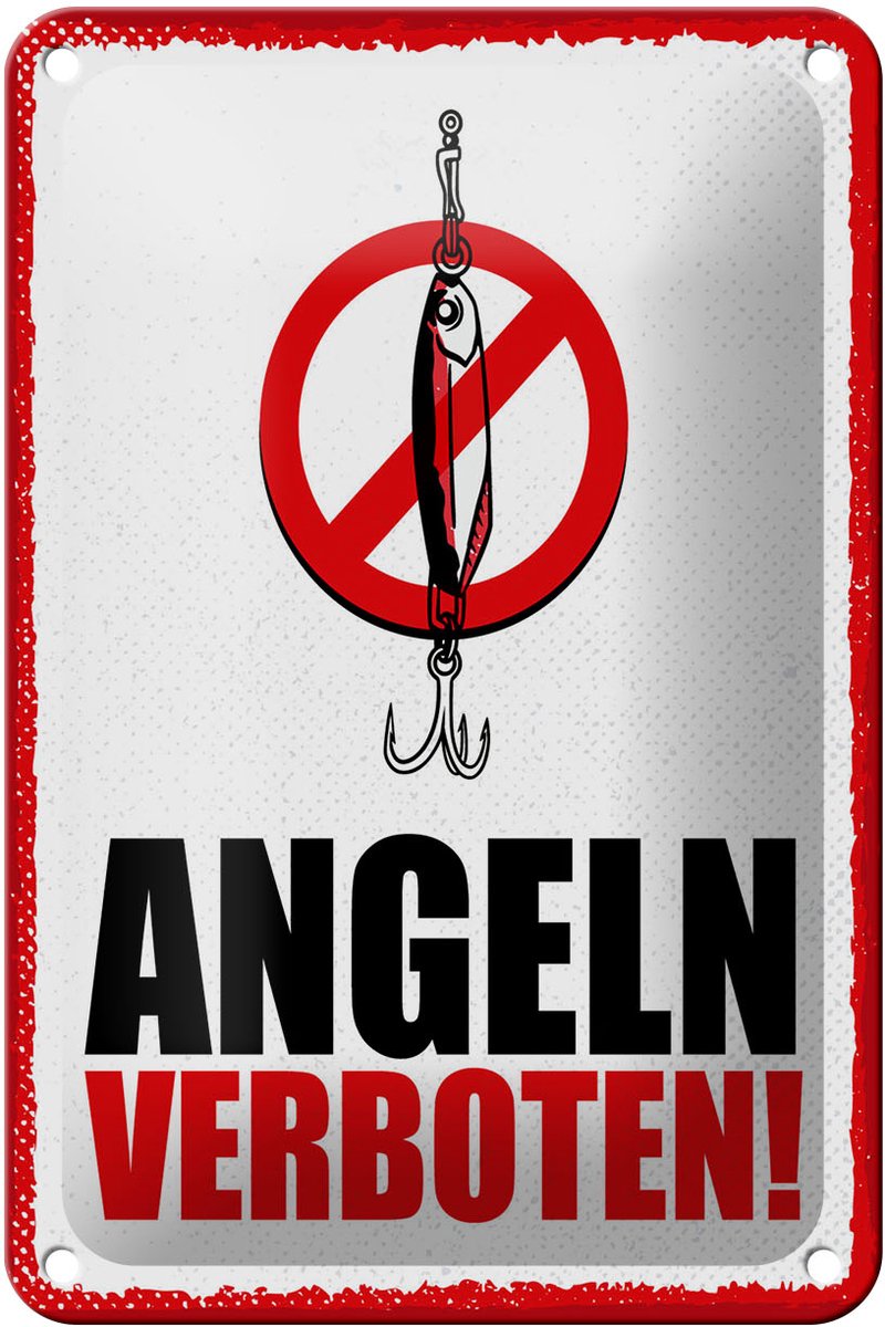 Blechschild Hinweis 12x18 cm Angeln verboten Köder Deko Schild