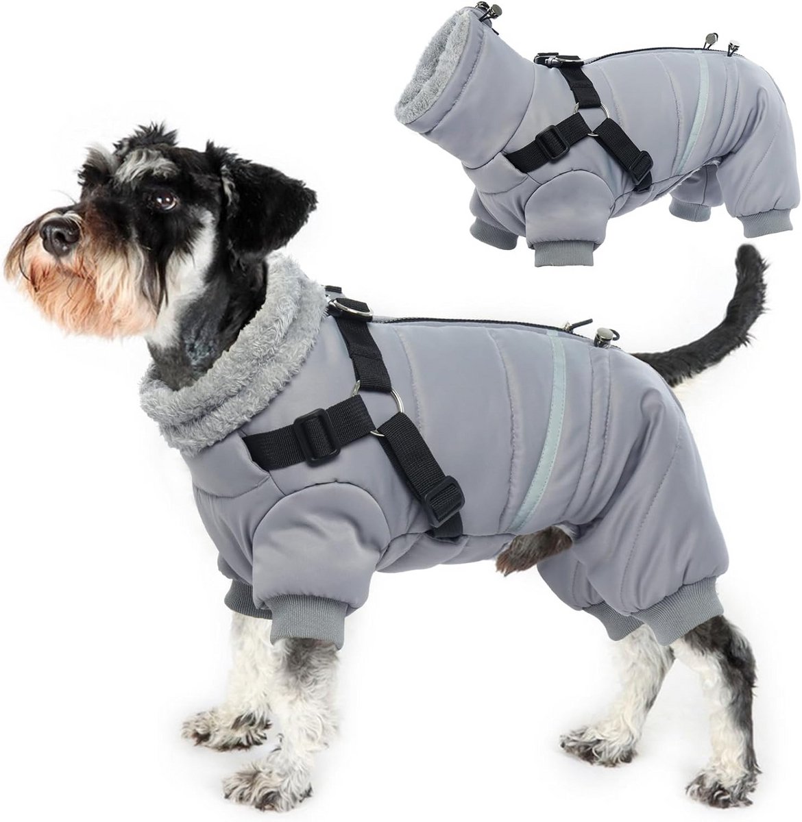 Waterdichte Hondenjas met Ingebouwd Harnas - Warme Fleece Voering & Ritssluiting