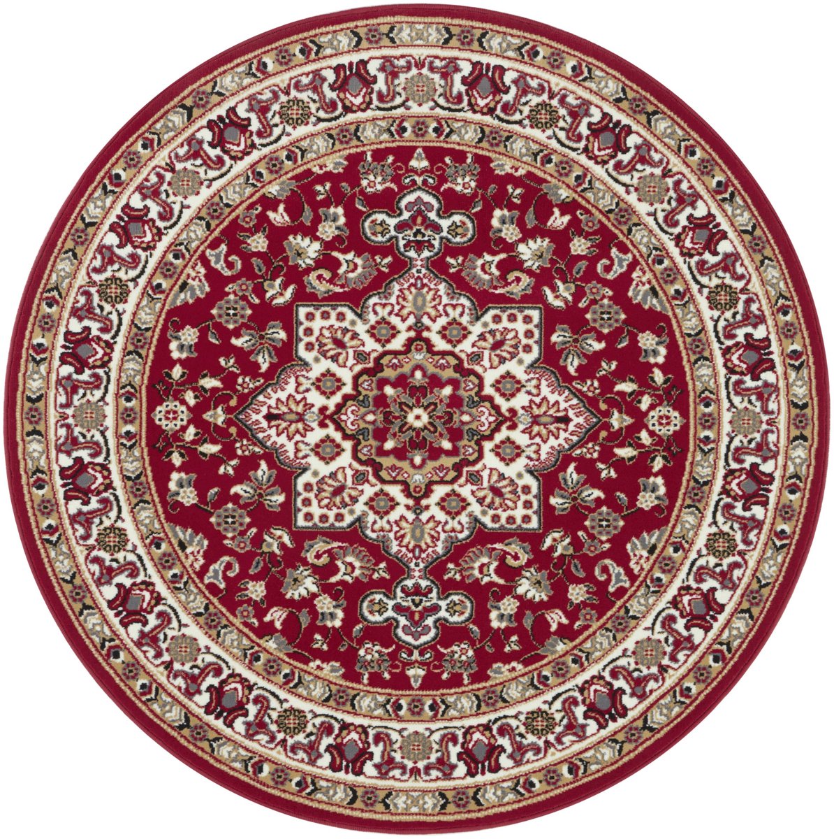 Flycarpets Parun Rond Klassiek Vloerkleed - Rood - Perzisch / Oosters Tapijt - Laagpolig - ∅ 160 cm