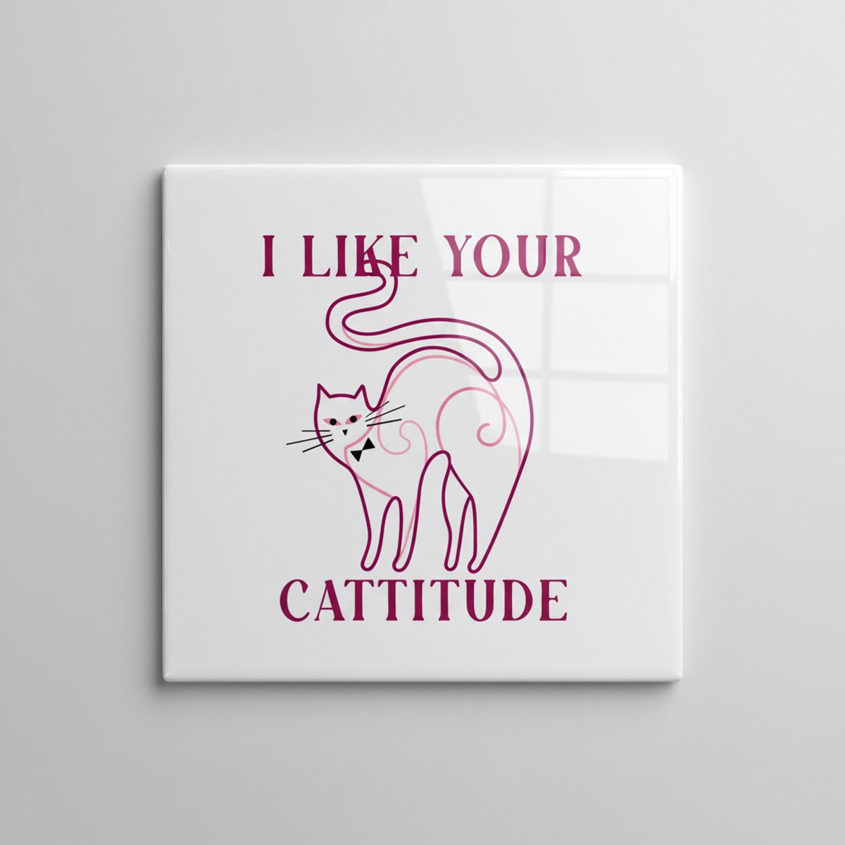Nevolis I Like Your Cattitude Tegel 15×15 cm – Grappige Kattenliefhebber Quote Keramische Wandtegel – Schattig Feline Humor Decor Cadeau Multi Color
