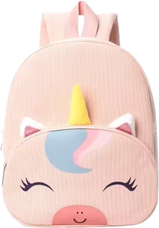 Sac à dos enfant Licorne – Rose - Corduroy – 30 × 24 × 10 cm – Avec poche avant - Licorne - Adorable sac à dos pour tout-petits, enfants de maternelle et primaire