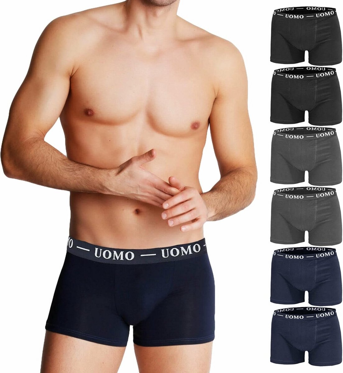 Set van 6 Katoenen Boxershorts voor Heren - Comfortabele Basic Ondergoed
