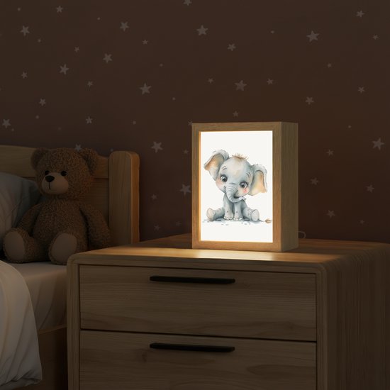 Nachtlampje 15x20 cm - Kinder lamp - Olifant - Baby dier - Tafellamp kinderkamer - Slaapkamer lamp - Bedlamp kinderen - Kinderlampje stopcontact - Wandlamp babykamer - Nachtlampjes van Merkloos — afbeelding 2