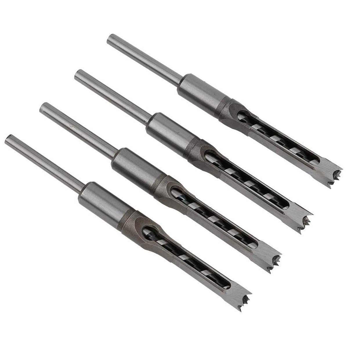 Vierkante Boren Set voor Houtbewerking - 4 Stuks 11 mm 12 mm 12.5 mm 12.7 mm - Langgatboorbeitel - Tool met Vierkante Gat - Precisie Houtbewerking Cutters