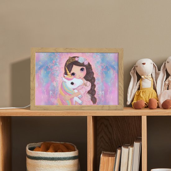 Nachtlampje 30x20 cm - Kinder lamp - Meisje - Eenhoorn - Glitter - Tafellamp kinderkamer - Slaapkamer lamp - Bedlamp kinderen - Kinderlampje stopcontact - Wandlamp babykamer - Nachtlampjes van Decoways — afbeelding 3