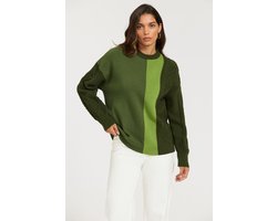 Dames kabeltrui in groen
