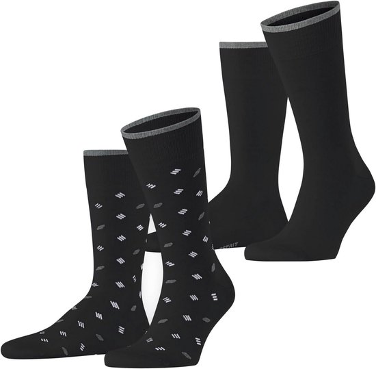 Esprit Basic enkelsokken voor dames, 2 stuks, katoen, zwart, wit