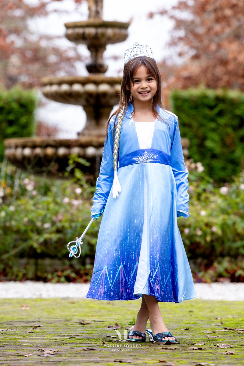 Frozen Elsa jurk - Het Betere Merk prinsessenjurk meisje - Elsa jurk - verkleedkleren meisje - kroon - tiara - toverstaf - maat 92/98 - prinsessen accessoire set — afbeelding 2