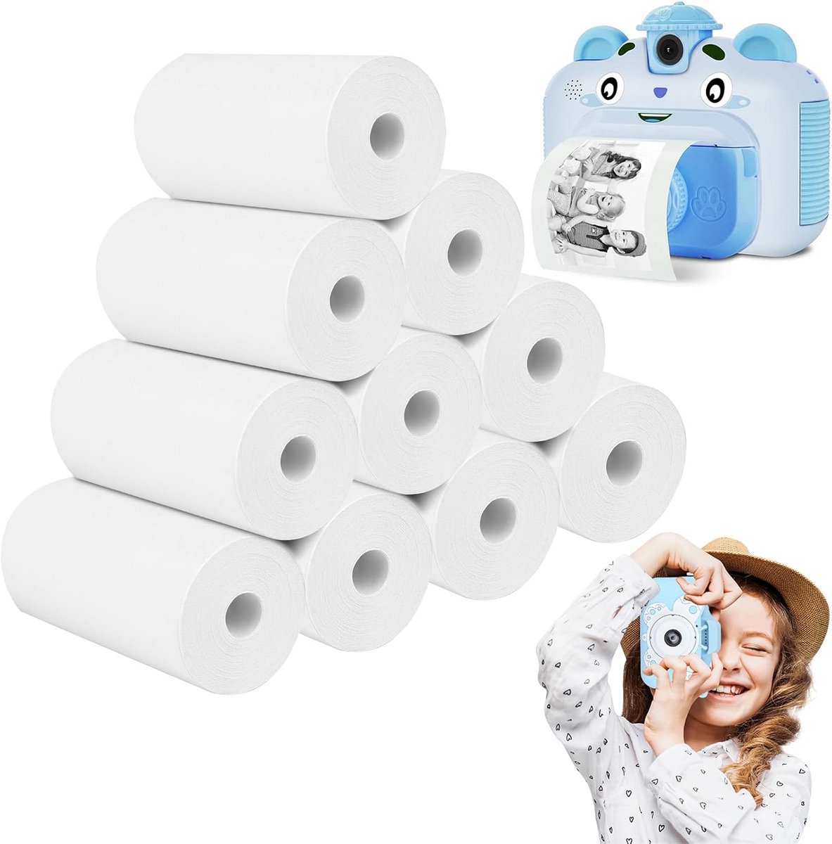 10 Rollen Thermisch Printpapier 57mm - Navulrol Wit Papier voor Kinderprinter en Instant Camera's - BPA-vrij