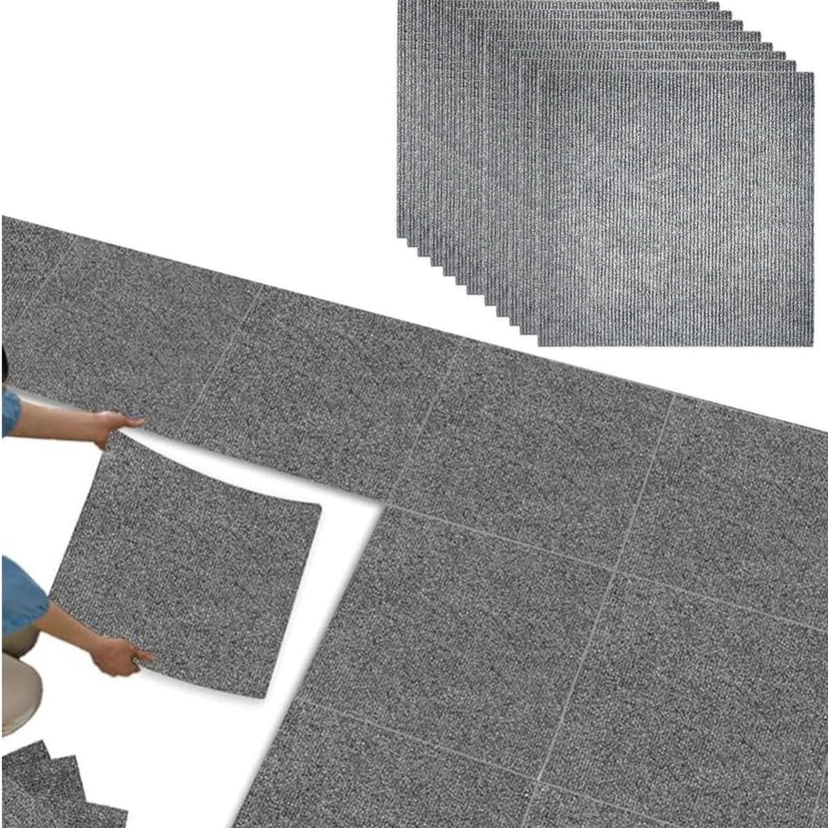 20x Zelfklevende Tapijttegels Donkergrijs - 30x30 cm - Antislip & Wasbaar Vloerbedekking