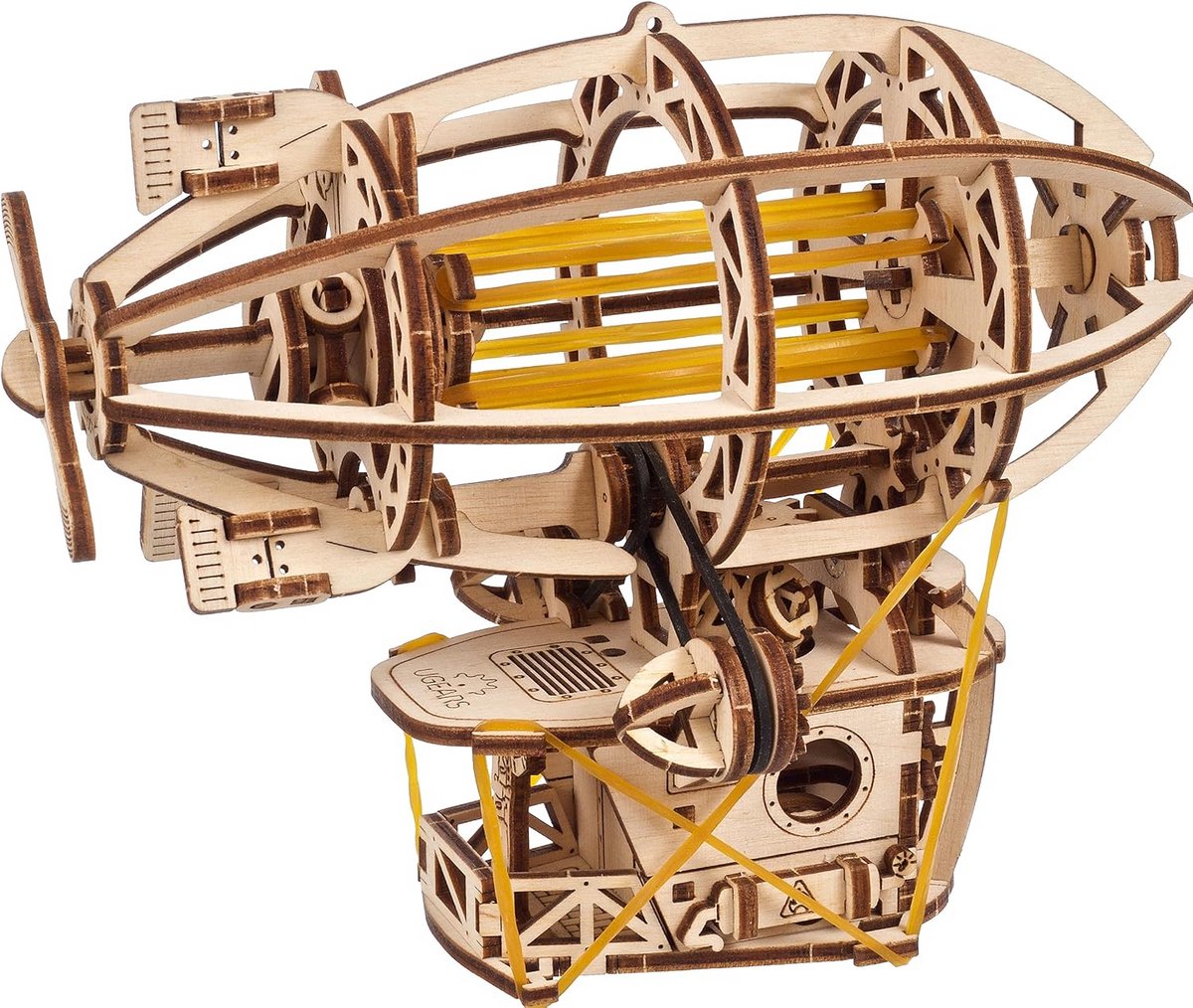 Houten 3D Modelbouwset Luchtballon Zeppelinstation - Mechanisch Steampunk Vliegtuig met Bewegende Delen